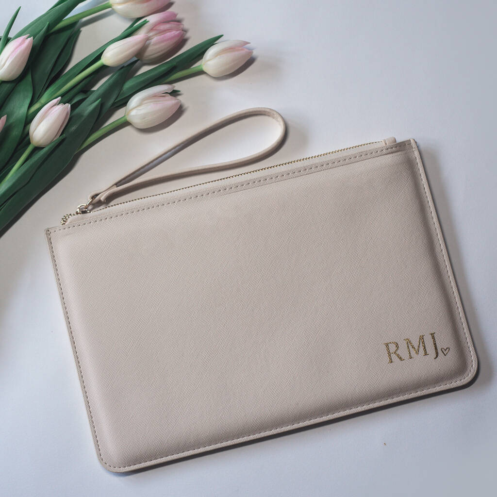 Personalised Leather Pouch Oyster Bag