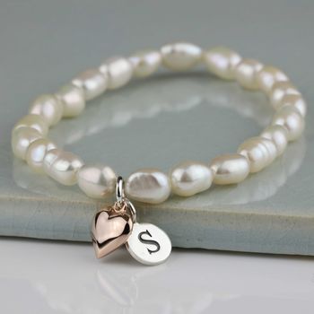 Personalised Freshwater Pearl Heart Bracelet, 3 of 9