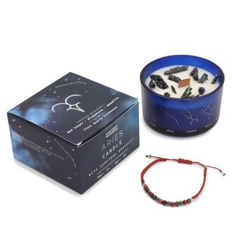 Aries Zodiac Crystal Candle And Gemstone Bracelet Gift Set, 6 of 6