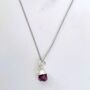 July Birthstone Necklace, Ruby, Silver Plated, thumbnail 1 of 4