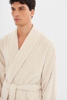 Egret Unisex 100% Cotton Velour Bathrobe, 3 of 3