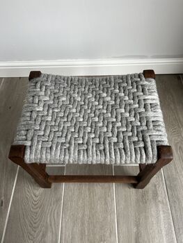 Upcycled 70's Woven Stools With Felted Merino Wool, 8 of 9