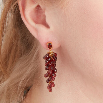 Garnet Gold And Silver Grape Drop Stud Earrings, 2 of 8