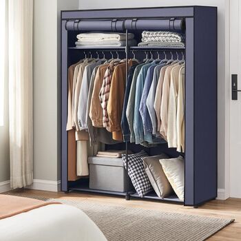 Collapsible Fabric Wardrobe With Rails Clothes Storage, 4 of 12