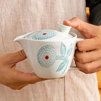 Hasami Ware Teapot Teacup Set Dahlia And Fruit, 6 of 10
