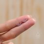 Sterling Silver Pink Cz Curved Bar Tiny Stud Earrings, thumbnail 5 of 12