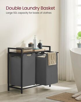 Two Compartment Laundry Basket Oxford Fabric, 3 of 12