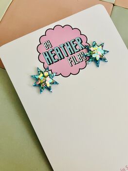 Star Glitter Resin Stud Earrings – Double Star Statement Stud Glitter Resin Earrings, 7 of 8