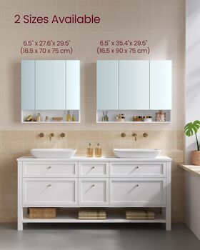 Bathroom Mirror Cabinet Open Compartment Wall Shelves, 9 of 11