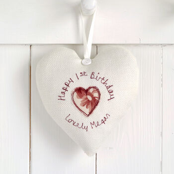 Personalised Hanging Heart Gift For New Baby Girl, 2 of 12