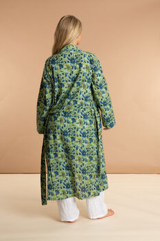 Indian Cotton Lime Patchouli Print Robe, 2 of 4