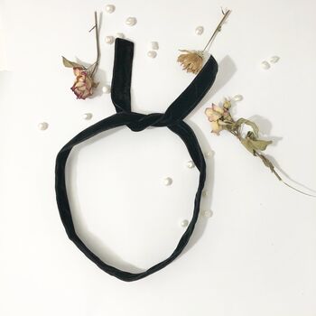 Black Thin Velvet Wire Headband, Skinny Headband, 5 of 6