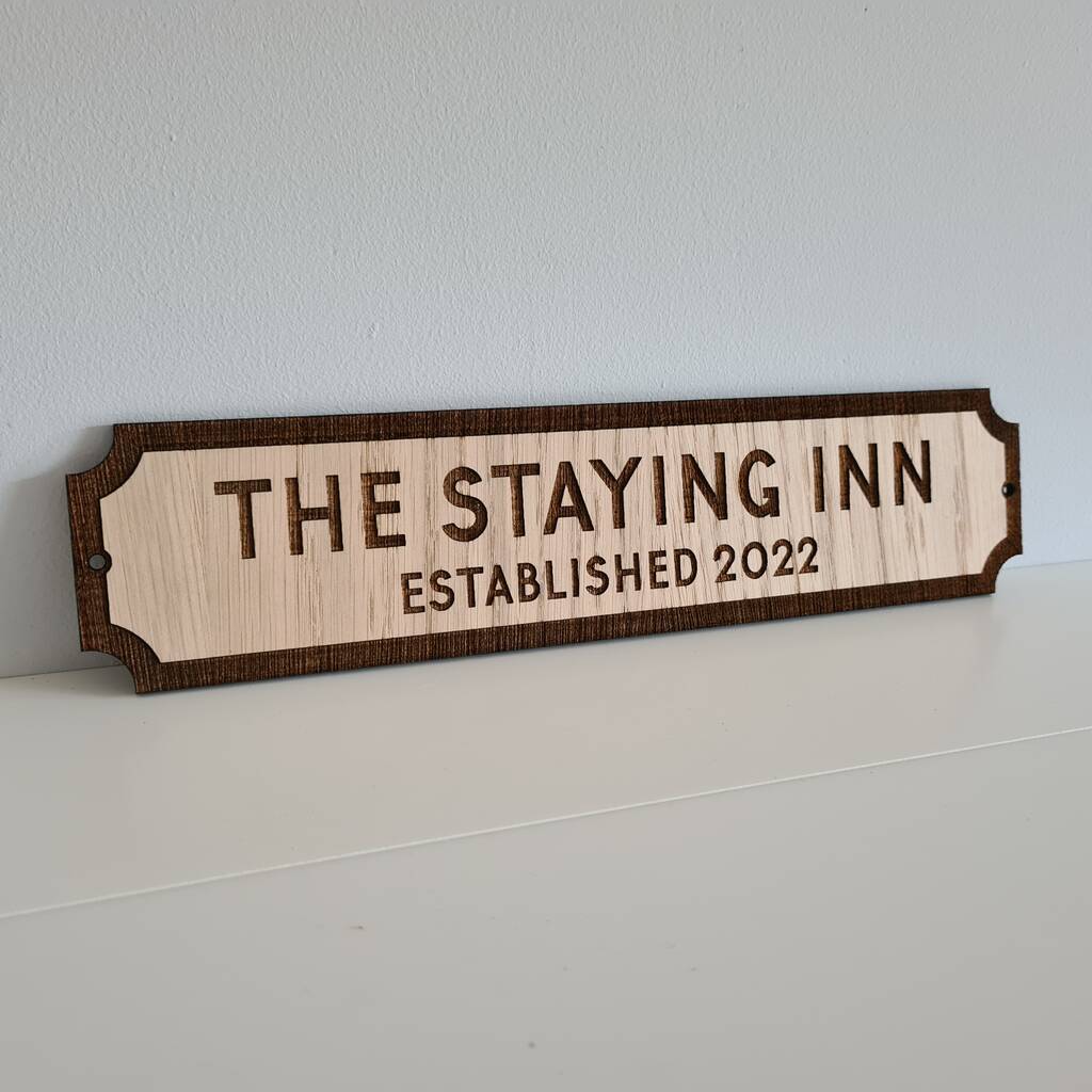 Personalised Oak Road Sign Style Plaque, 1 of 5
