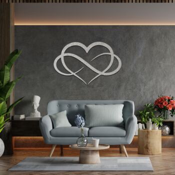 Metal Infinity Heart Art, Modern Love Wall Decor, 4 of 8