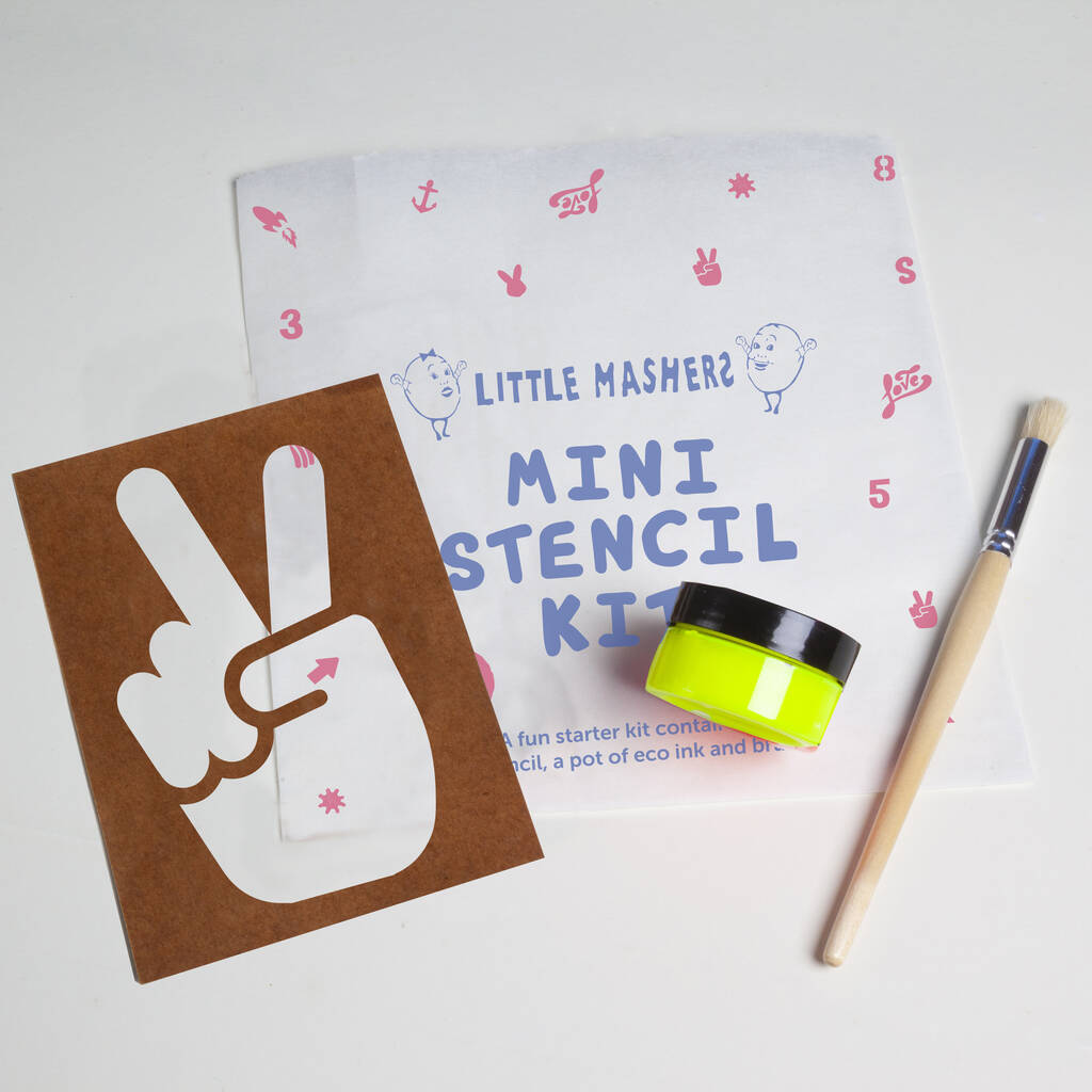 Peace Sign Mini Fabric Ink Stencil Kit, 1 of 12
