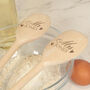 Mr And Mrs Wedding Pair Of Wooden Baking Spoons, thumbnail 1 of 2