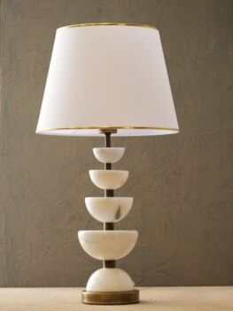 Handmade Stacked Marble And Brass Table Lamp, 5 of 5