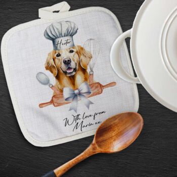 Personalised Dog Chef Hat Gift Pot Holder / Grab, 11 of 12