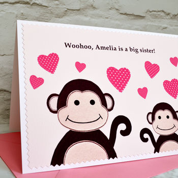 'New Big Sister' Personalised New Baby Card, 2 of 3