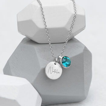 Personalised Silver Plated Birthstone Crystal Necklace, 7 of 12