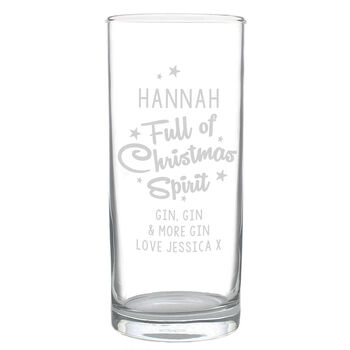 Personalised Full Of Christmas Spirit Highball Glass Gift Boxed – Christmas Gift Idea, 4 of 4