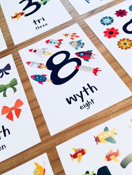 Welsh Alphabet, Numbers And Colours Flash Cards, 8 of 10