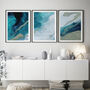 Set Of Three Blue Abstract Modern Art Prints, thumbnail 1 of 6