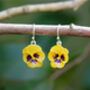 Pansy Yellow Flower Drop Earrings, thumbnail 1 of 5