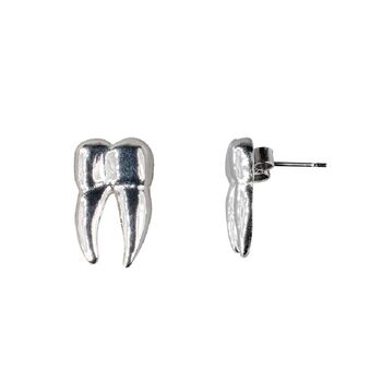 Sterling Silver Tooth Stud Earrings, 2 of 6