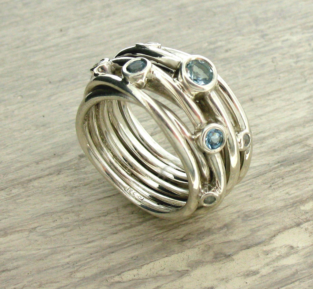 Sterling Silver Aquamarine Coil Ring, 1 of 6