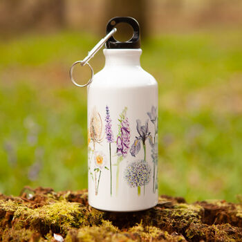Inky Wildflower Metal Water Bottle With Personalisation, 4 of 12