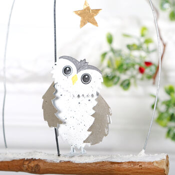 Christmas Tree Owl And Star Hanging Decoration, 2 of 5