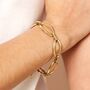 Stainless Steel Large Marquise Link Chain Bracelet In Gold, thumbnail 2 of 4