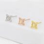 Three Dot And Opal Stud Earrings In Sterling Silver, thumbnail 2 of 12