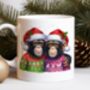 Personalised Chimpanzee Love Couple In Christmas Jumpers Mug B, thumbnail 1 of 2