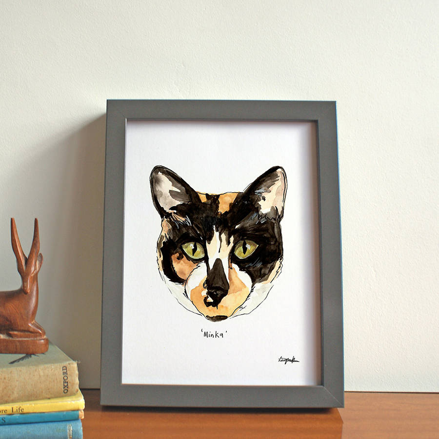 hand painted personalised custom cat portrait by lucy wilkins ...