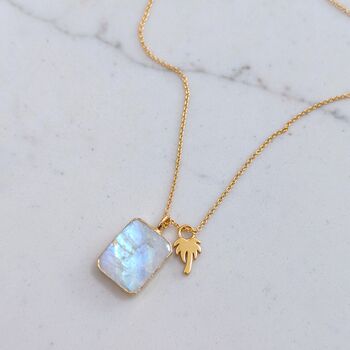 The Duo Moonstone Necklace, Gold Plated, 8 of 12