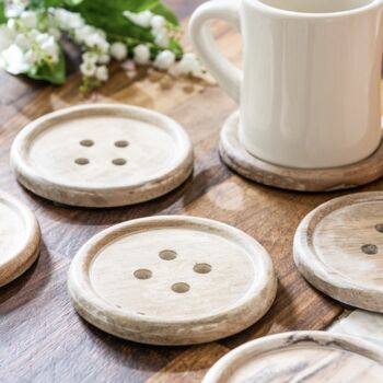 Set Of Six Giant Button Wood Coasters, 3 of 3