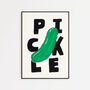Green Pickle Hand Drawn Vegetable Illustration With Bold Typography Wall Art, thumbnail 6 of 7