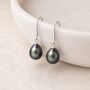 Sterling Silver Black Freshwater Pearl Drop Earrings – 8mm, thumbnail 1 of 4