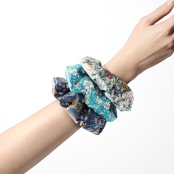 100% Silk Liberty Of London Blue Rachel Scrunchie, 3 of 6