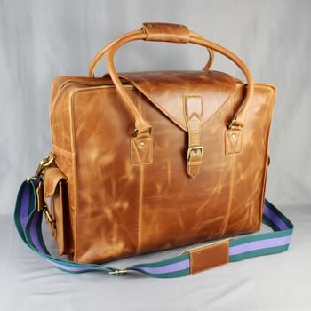 'Markham' Men's Extra Large Leather Holdall In Tan, 5 of 12