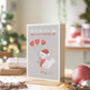 Cute Christmas Sending Love Dove Festive Greeting Card, thumbnail 1 of 4