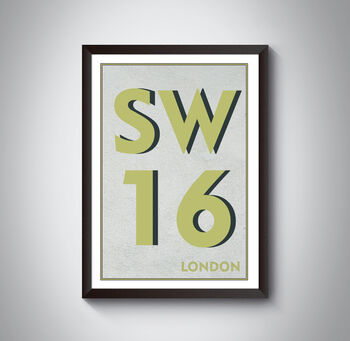 Sw16 Streatham Tooting London Postcode Art Print, 8 of 10