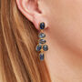 Kyanite Cabuchon Gold Plated Silver Earrings, thumbnail 3 of 12
