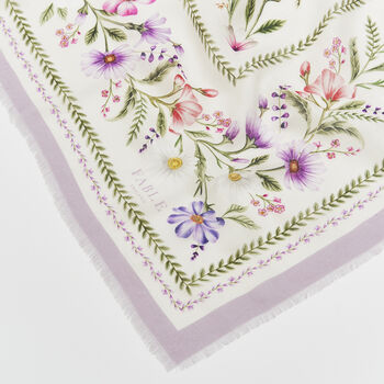 Cream Forget Me Not Narrative Square Scarf, 4 of 7