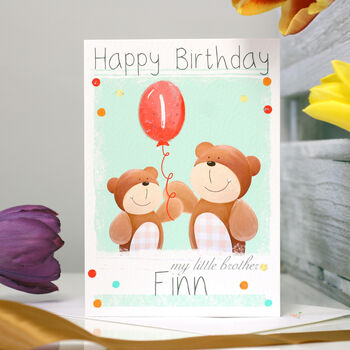Personalised Bear Brother Birthday Card, 8 of 9