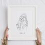 Personalised Pet Portrait And Owner Print, Unframed, thumbnail 2 of 5