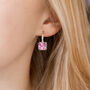 Pink Crystal Encrusted Square Hoop Earrings, thumbnail 2 of 3