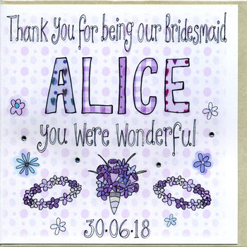 Personalised Maid Of Honour Thank You Card, 2 of 3